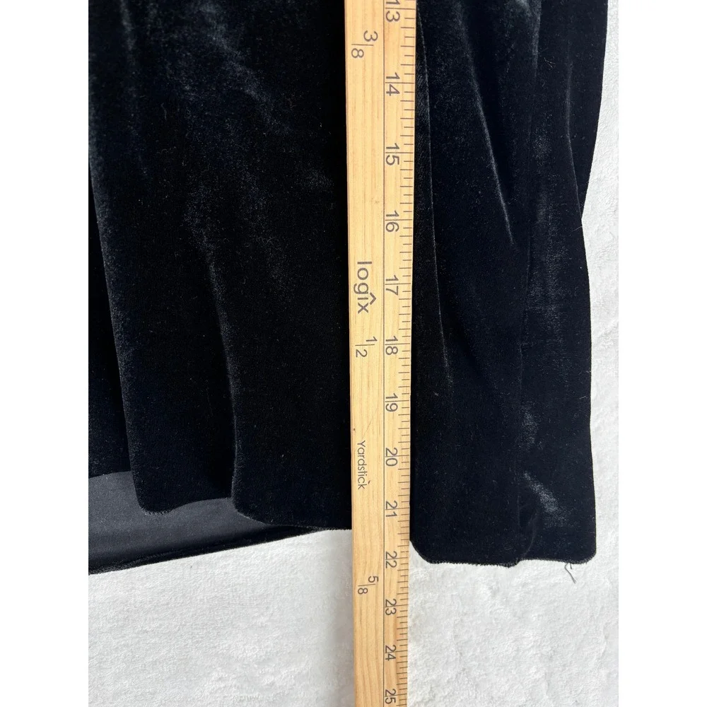 Free People Velvet Top Size L Black Smocked Puff Sleeve‎ Tie Neck Boho
